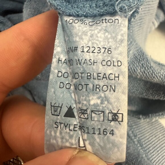 Mustard Seed Distressed L Crewneck Sweatshirt Back Zip Feature Blue Long Sleeve - Picture 8 of 8